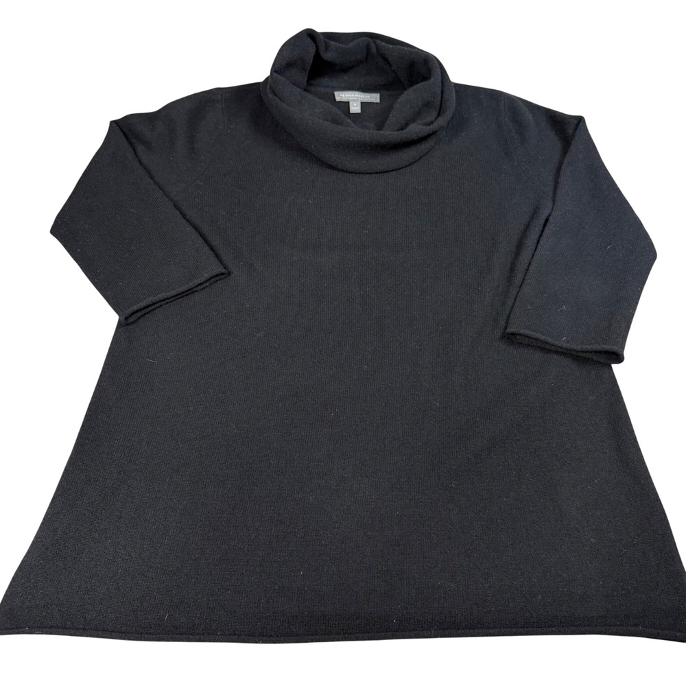 Cashmere Cowl Neck Sweater Black A-Line 3/4 Sleeve Womens Small Neiman Marcus